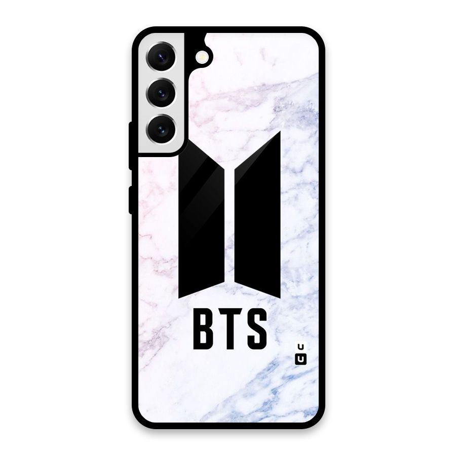 BTS Logo Marble Print Glass Back Case for Galaxy S22 Plus 5G