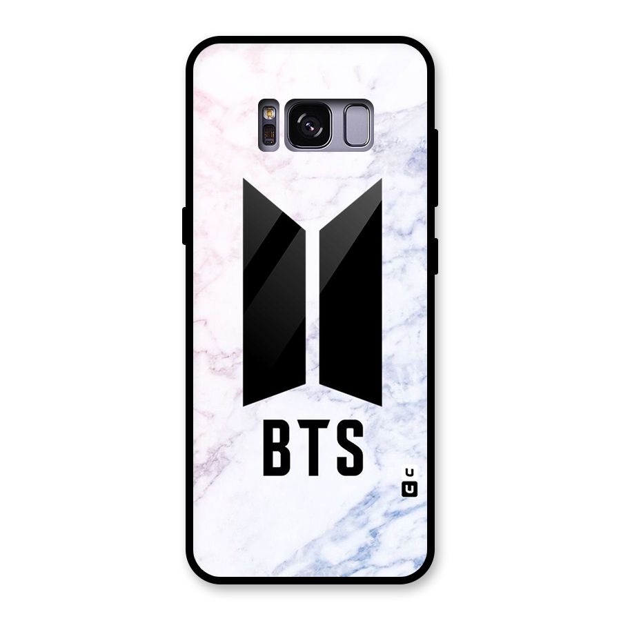 BTS Logo Marble Print Glass Back Case for Galaxy S8