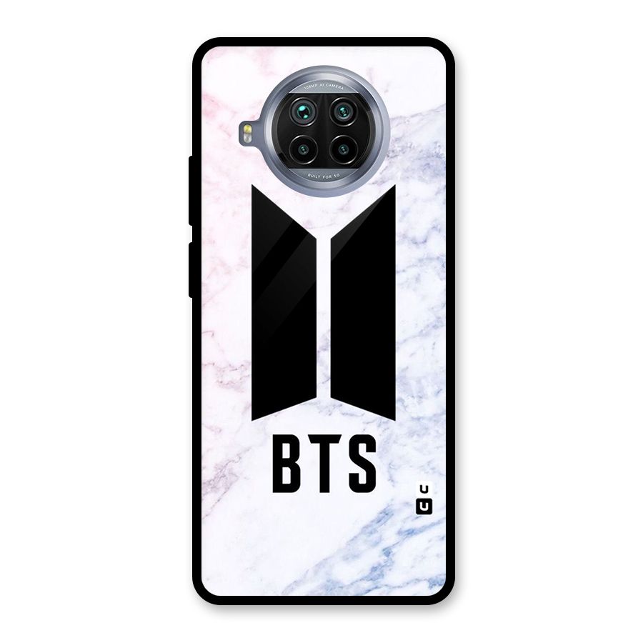 BTS Logo Marble Print Glass Back Case for Mi 10i