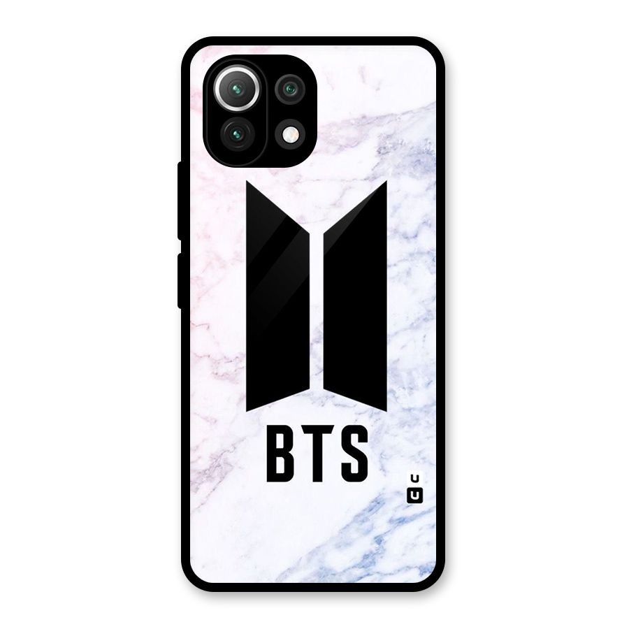 BTS Logo Marble Print Glass Back Case for Mi 11 Lite