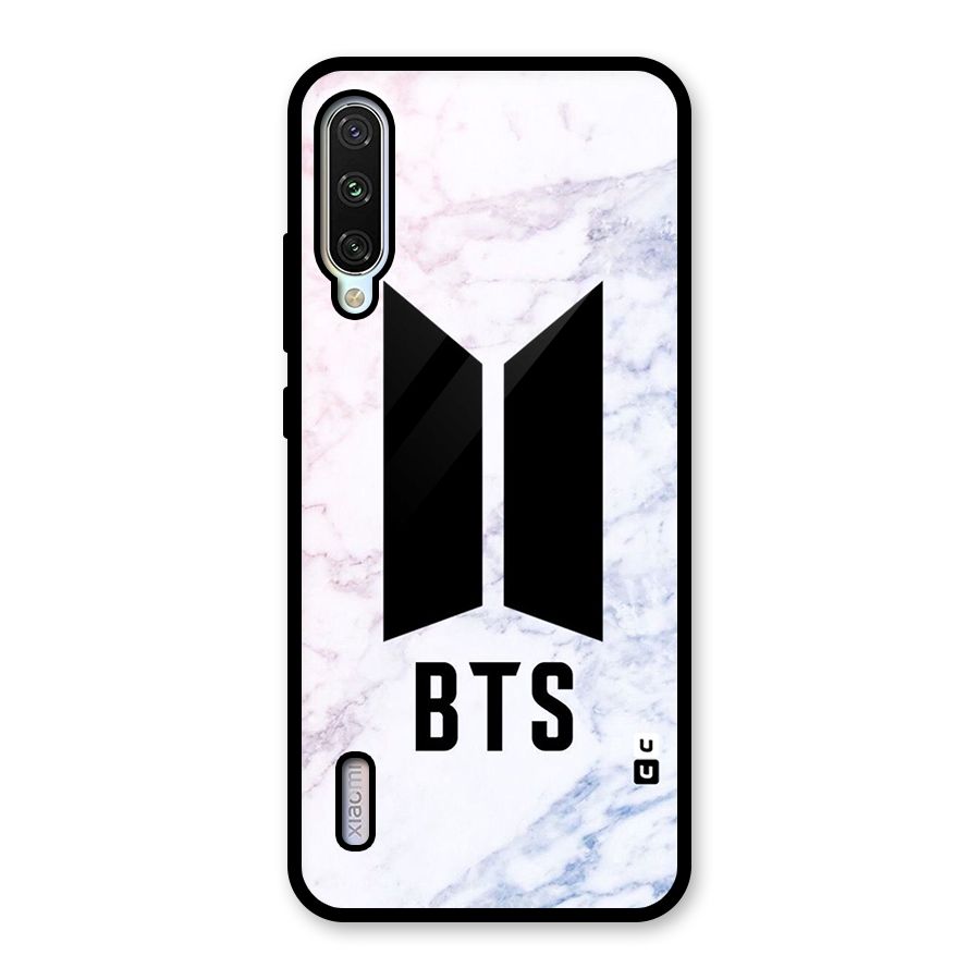 BTS Logo Marble Print Glass Back Case for Mi A3