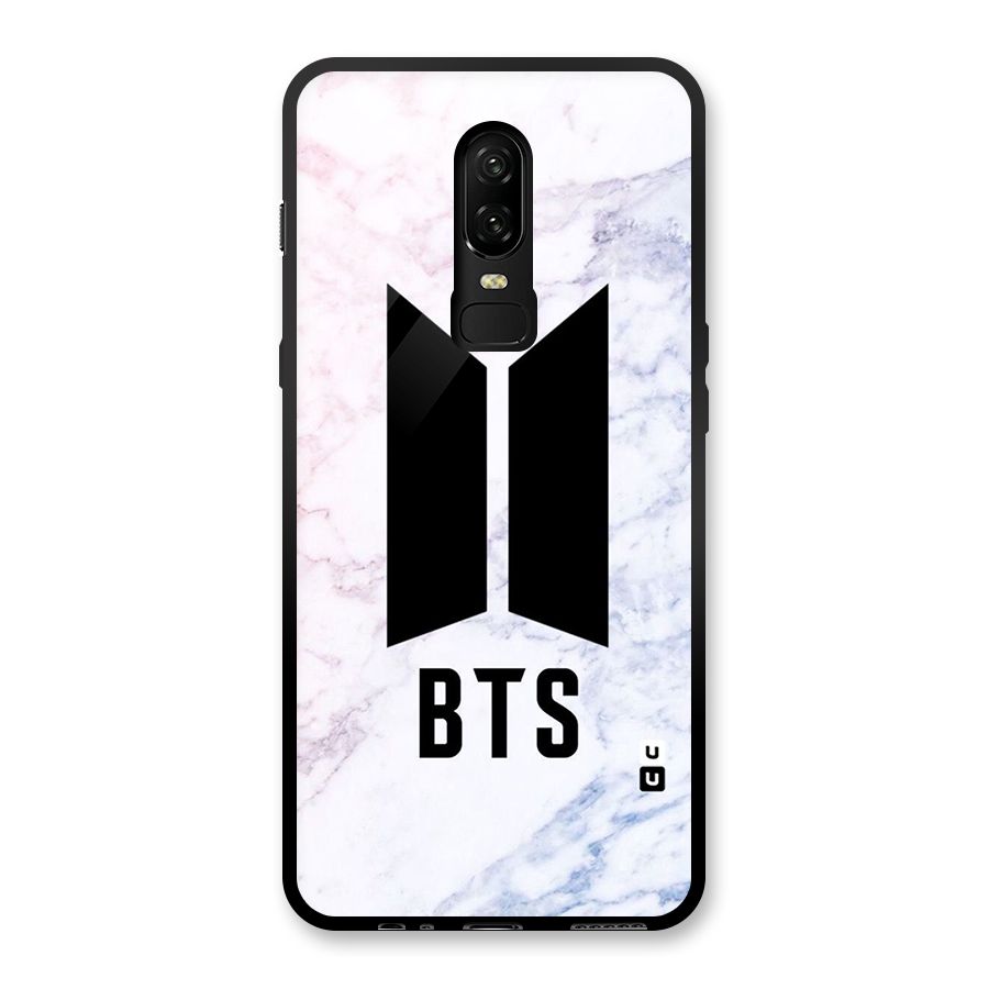 BTS Logo Marble Print Glass Back Case for OnePlus 6