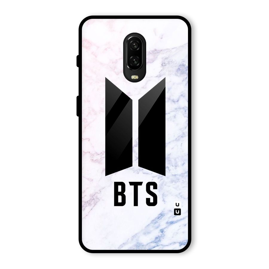 BTS Logo Marble Print Glass Back Case for OnePlus 6T