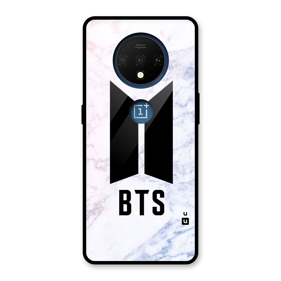 BTS Logo Marble Print Glass Back Case for OnePlus 7T