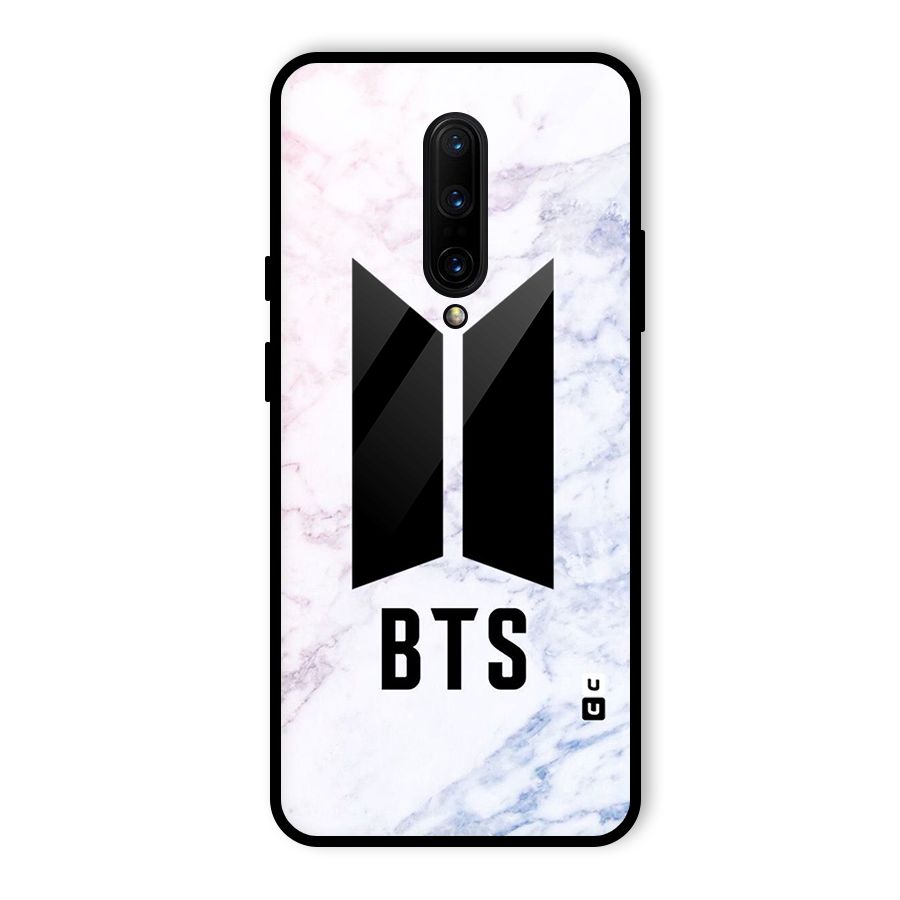 BTS Logo Marble Print Glass Back Case for OnePlus 7 Pro