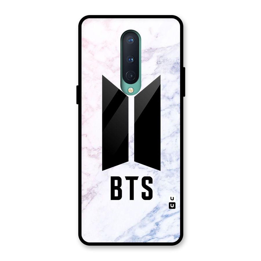 BTS Logo Marble Print Glass Back Case for OnePlus 8