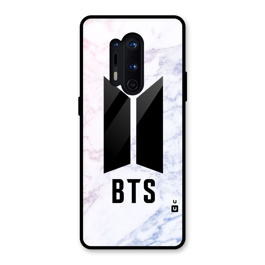 BTS Logo Marble Print Glass Back Case for OnePlus 8 Pro