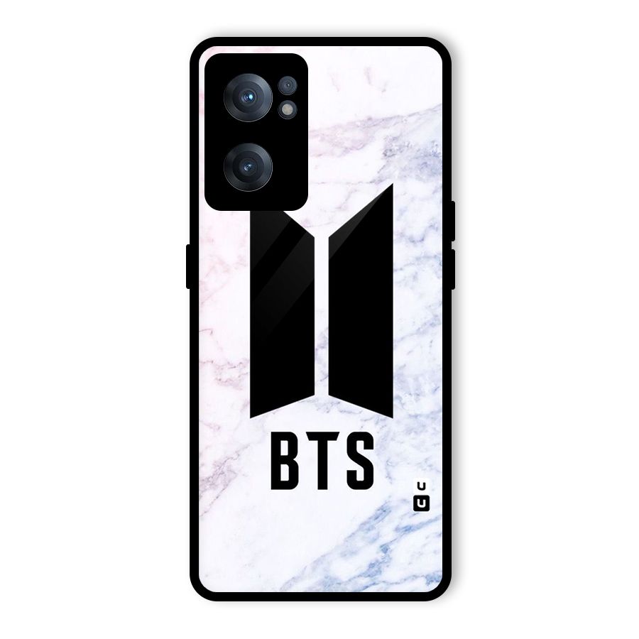BTS Logo Marble Print Glass Back Case for OnePlus Nord CE 2 5G