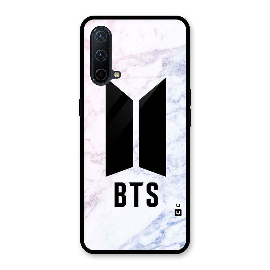 BTS Logo Marble Print Glass Back Case for OnePlus Nord CE 5G