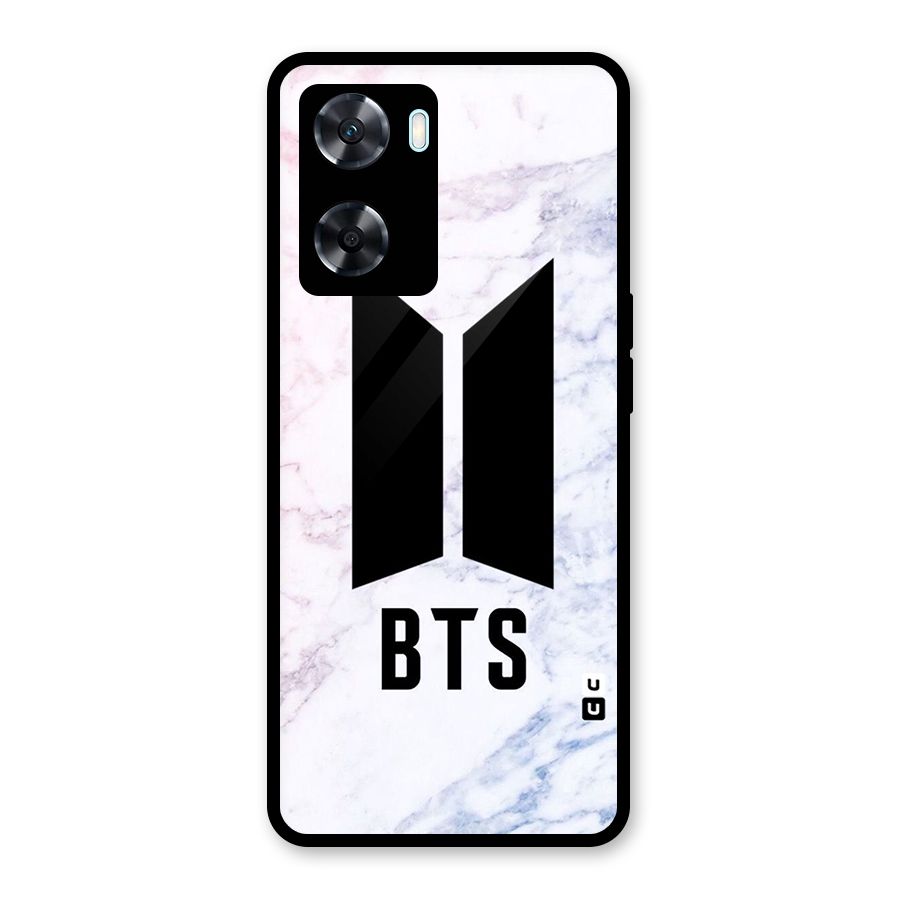 BTS Logo Marble Print Glass Back Case for Oppo A77