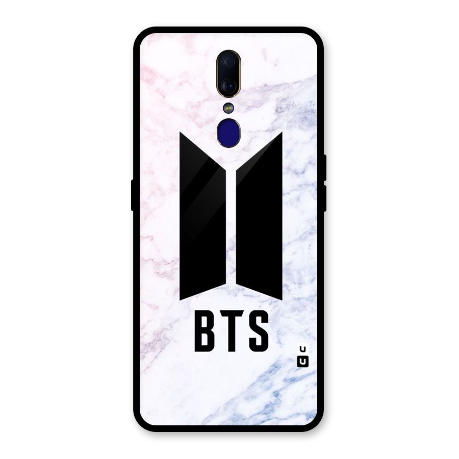 BTS Logo Marble Print Glass Back Case for Oppo F11