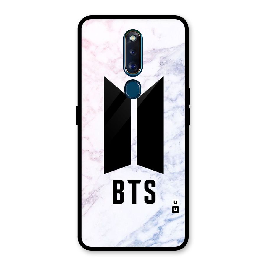 BTS Logo Marble Print Glass Back Case for Oppo F11 Pro