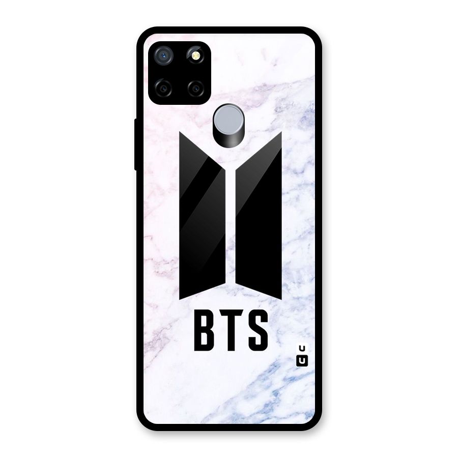 BTS Logo Marble Print Glass Back Case for Realme C15