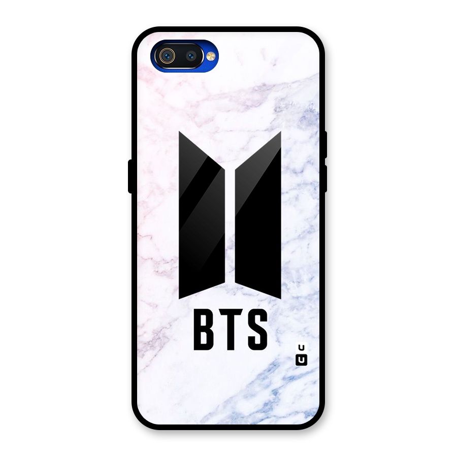 BTS Logo Marble Print Glass Back Case for Realme C2