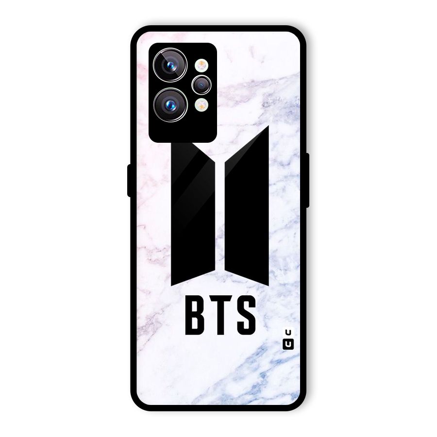 BTS Logo Marble Print Glass Back Case for Realme GT2 Pro