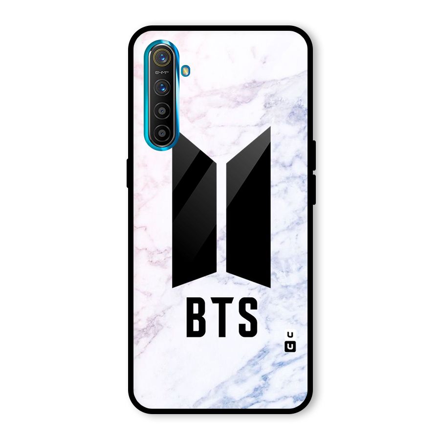 BTS Logo Marble Print Glass Back Case for Realme XT