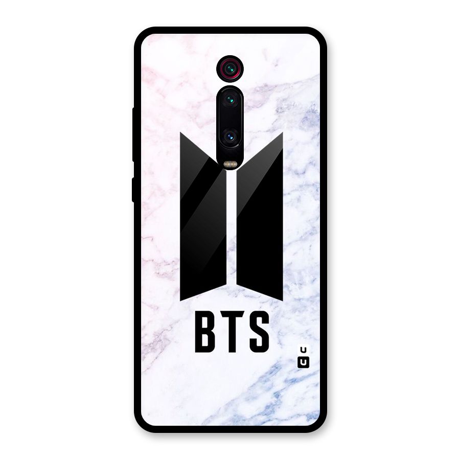 BTS Logo Marble Print Glass Back Case for Redmi K20 Pro