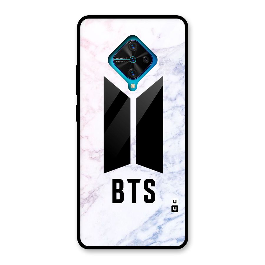 BTS Logo Marble Print Glass Back Case for Vivo S1 Pro