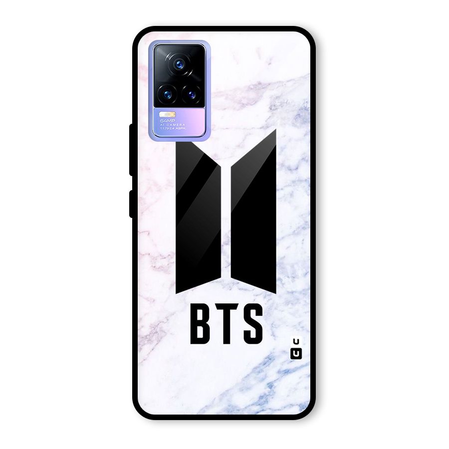 BTS Logo Marble Print Glass Back Case for Vivo Y73