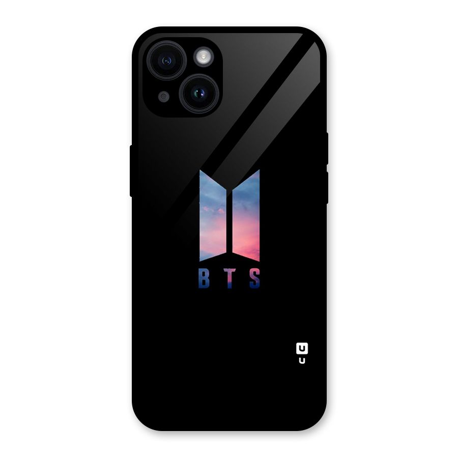 BTS Logo Sky Glass Back Case for iPhone 14