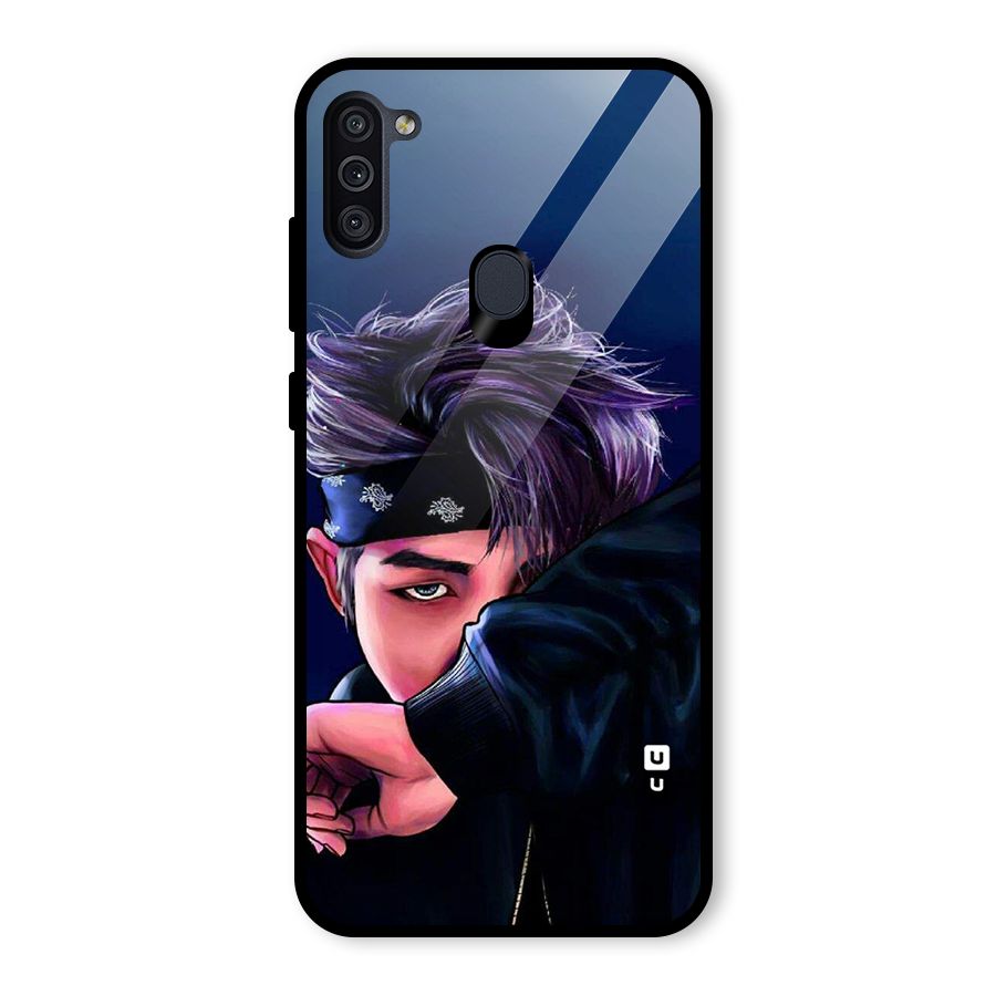 BTS Namjoon Artwork Glass Back Case for Galaxy M11