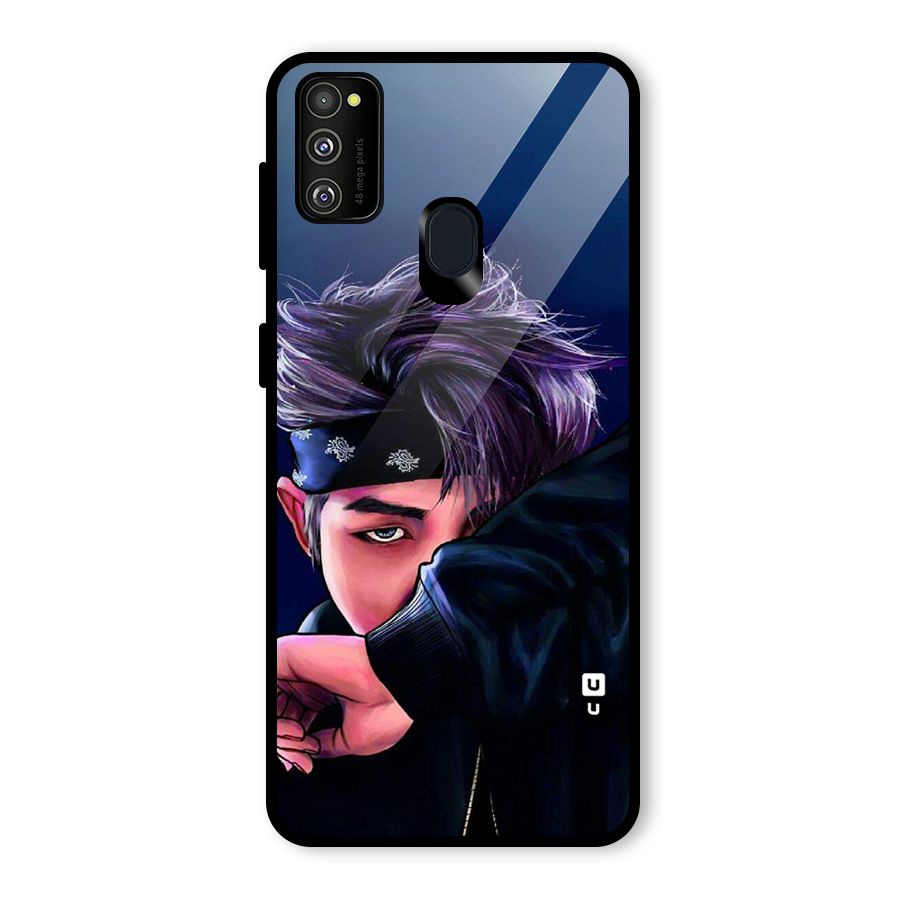 BTS Namjoon Artwork Glass Back Case for Galaxy M21