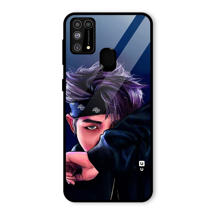 BTS Namjoon Artwork Glass Back Case for Galaxy M31