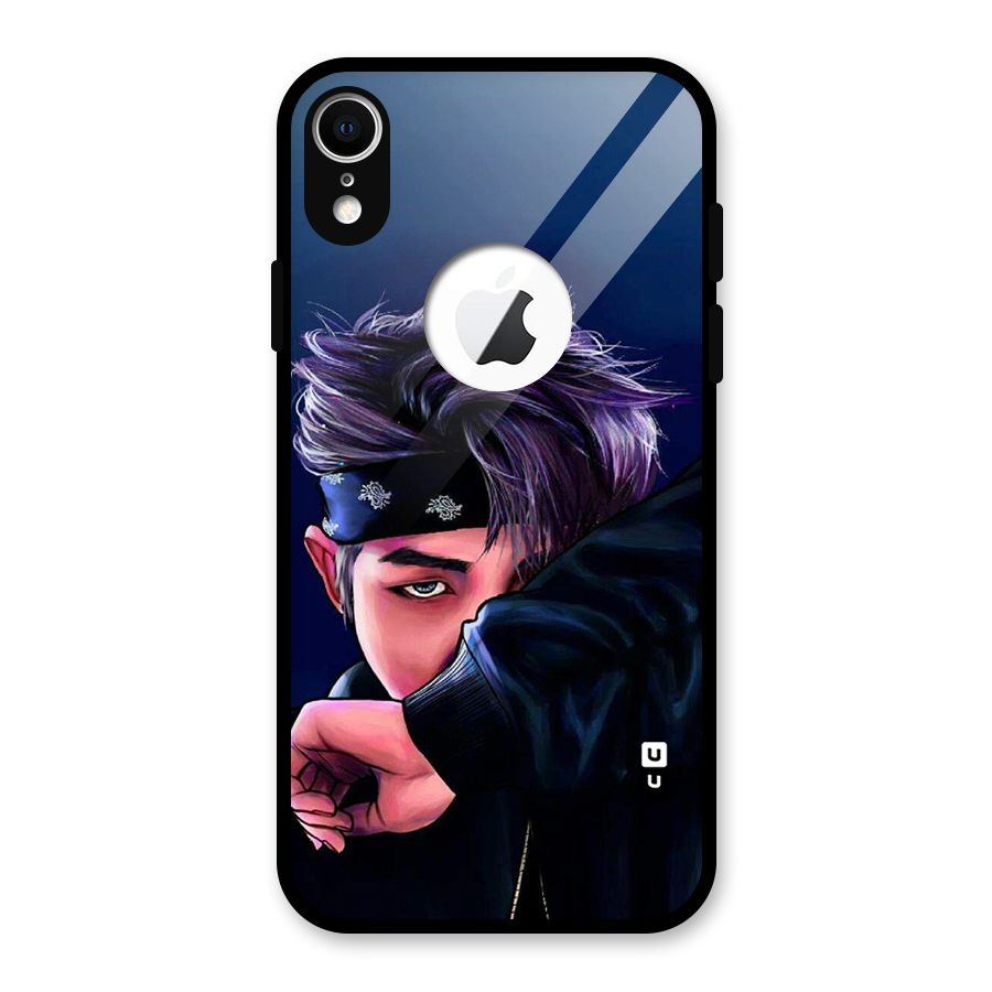 BTS Namjoon Artwork Glass Back Case for iPhone XR Logo Cut