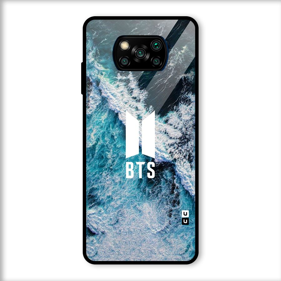 BTS Ocean Waves Glass Back Case for Poco X3