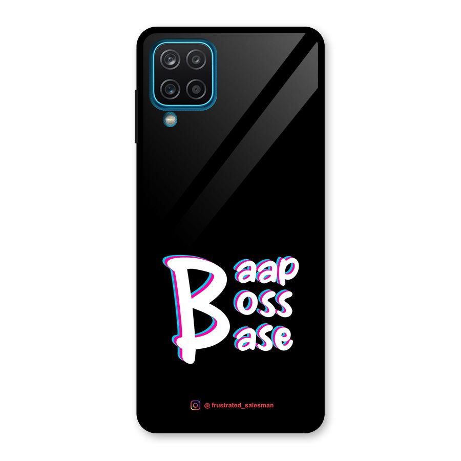 Baap Boss Base Black Glass Back Case for Galaxy A12