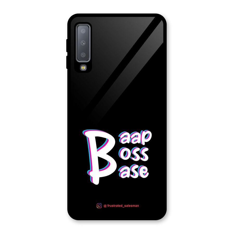 Baap Boss Base Black Glass Back Case for Galaxy A7 (2018)