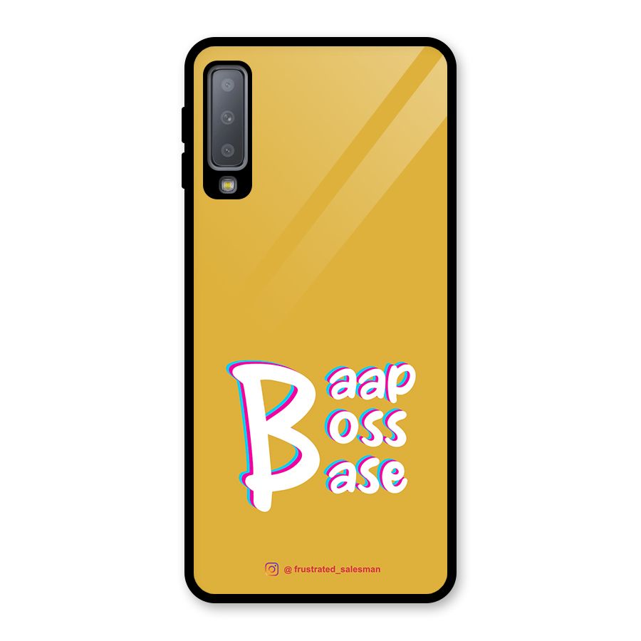 Baap Boss Base Mustard Yellow Glass Back Case for Galaxy A7 (2018)