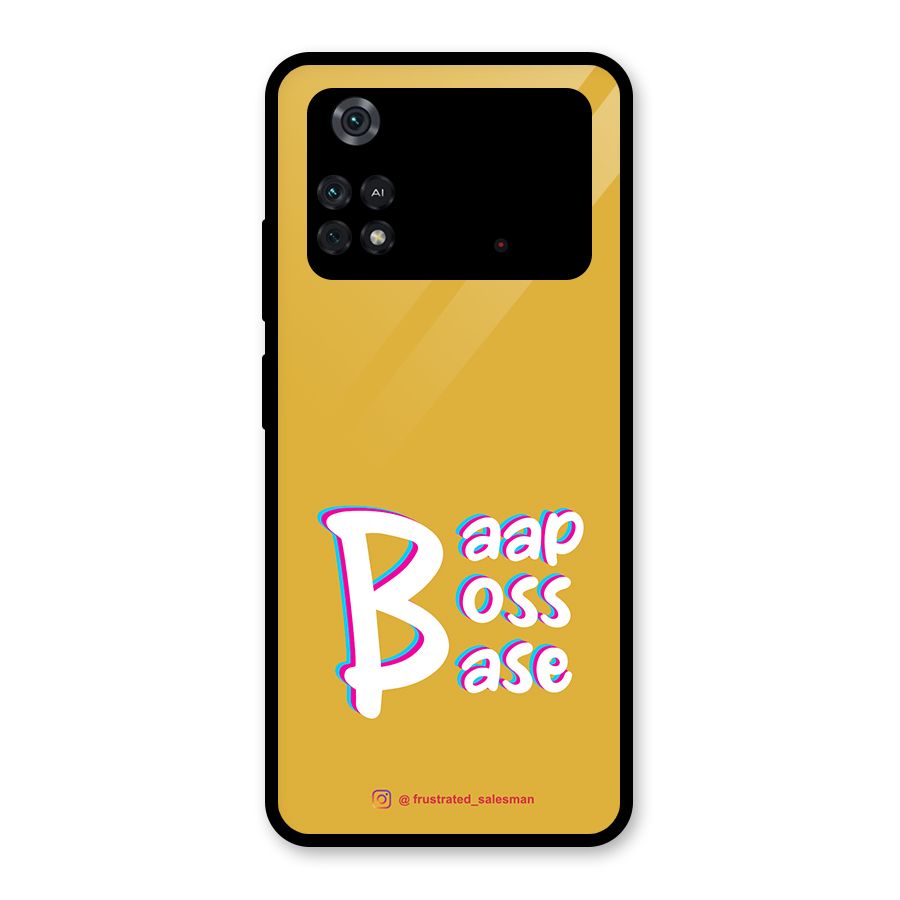 Baap Boss Base Mustard Yellow Glass Back Case for Poco M4 Pro 4G