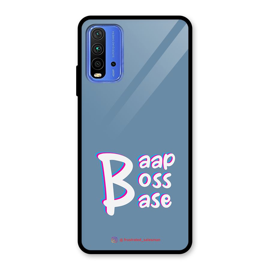 Baap Boss Base SteelBlue Glass Back Case for Redmi 9 Power