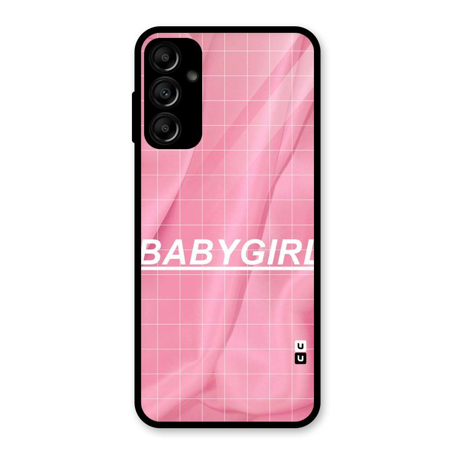 Baby Girl Check Glass Back Case for Galaxy A14 5G