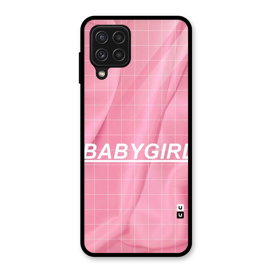 Baby Girl Check Glass Back Case for Galaxy A22 4G