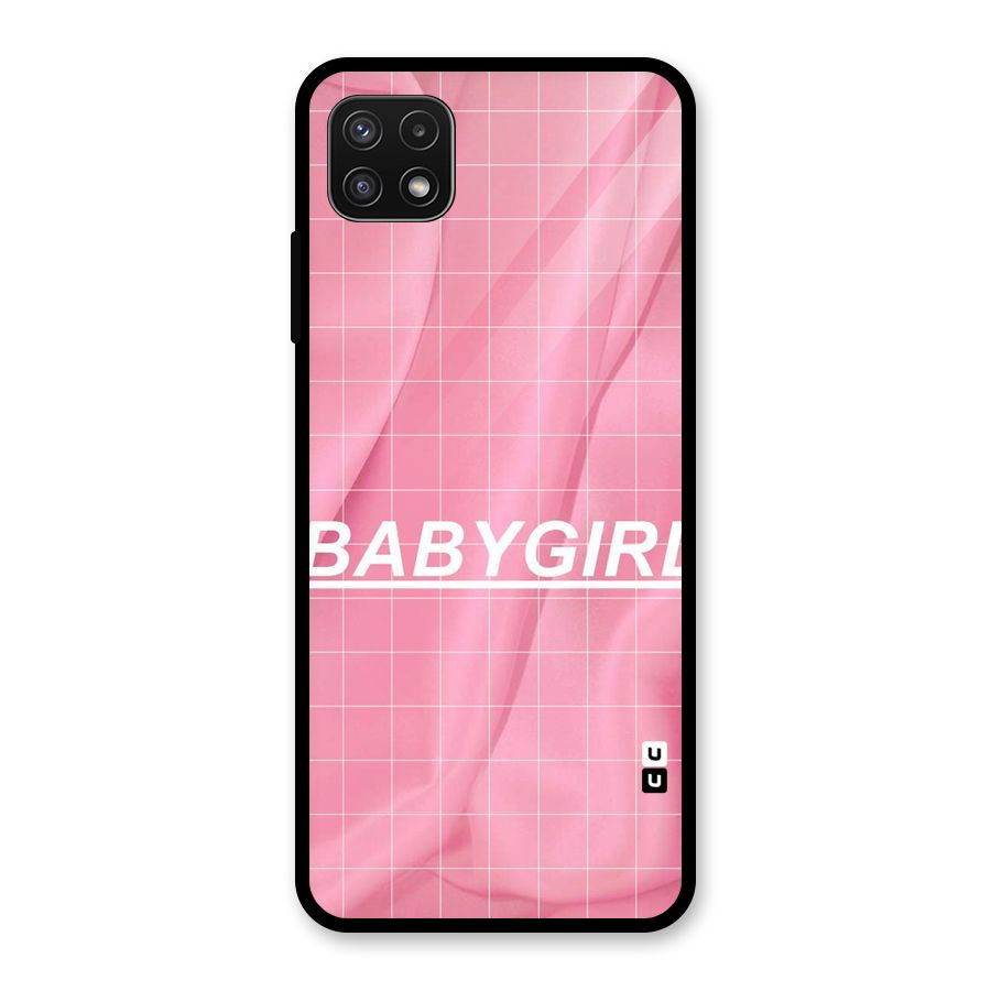 Baby Girl Check Glass Back Case for Galaxy A22 5G
