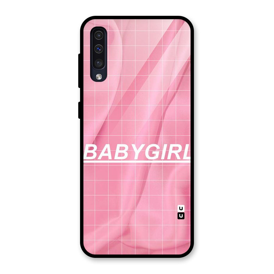 Baby Girl Check Glass Back Case for Galaxy A50