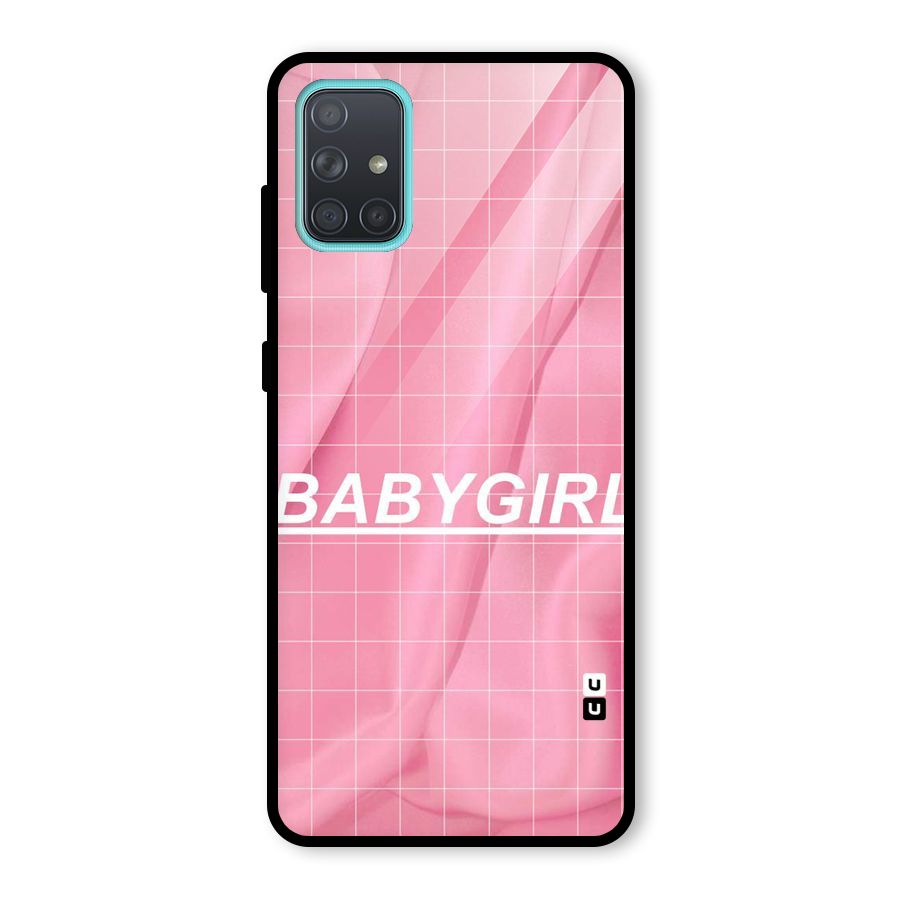 Baby Girl Check Glass Back Case for Galaxy A71