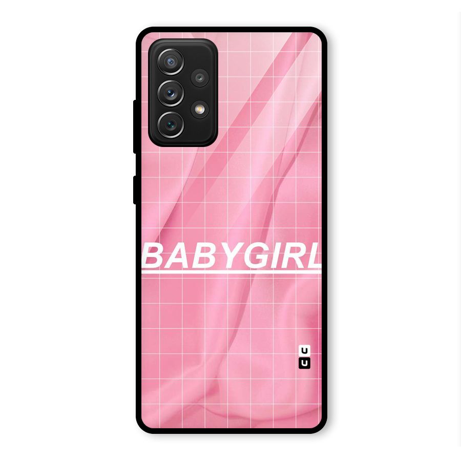 Baby Girl Check Glass Back Case for Galaxy A72