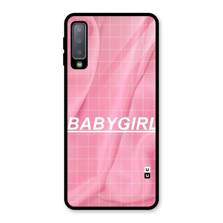 Baby Girl Check Glass Back Case for Galaxy A7 (2018)