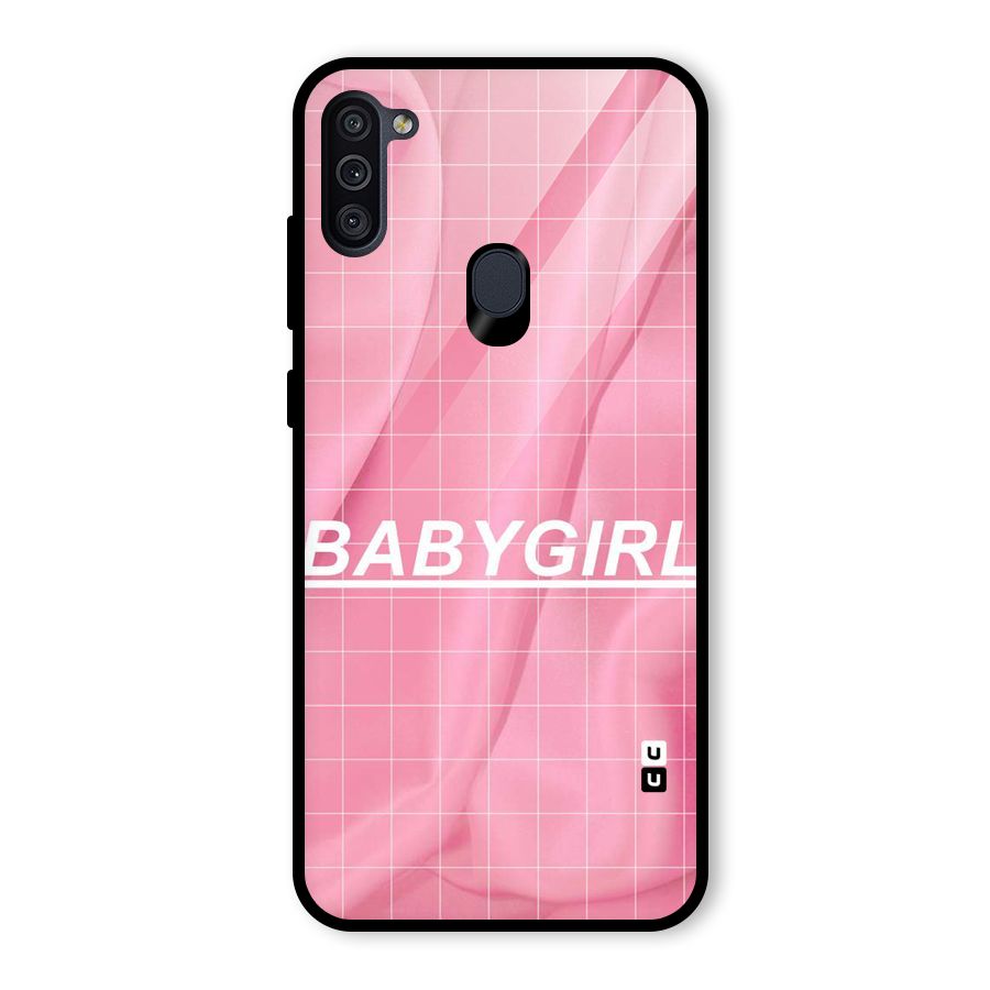 Baby Girl Check Glass Back Case for Galaxy M11