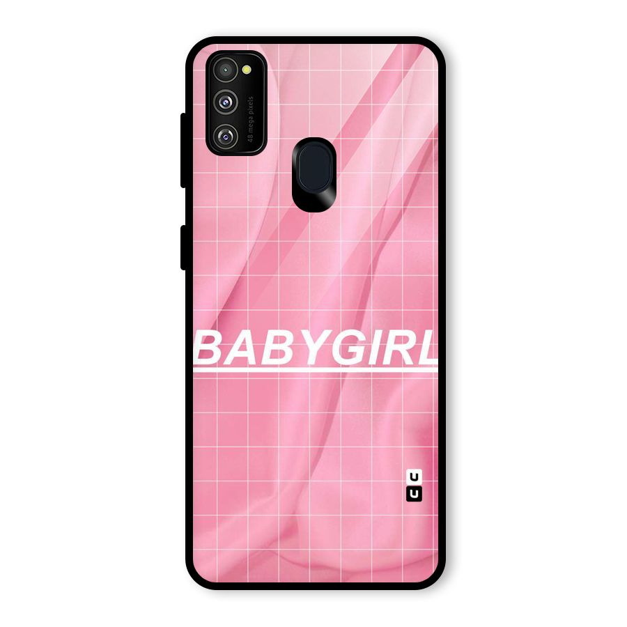 Baby Girl Check Glass Back Case for Galaxy M30s