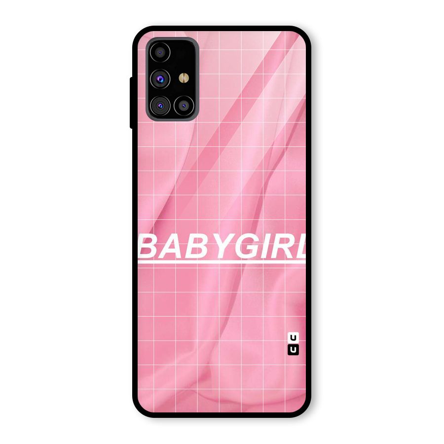 Baby Girl Check Glass Back Case for Galaxy M31s