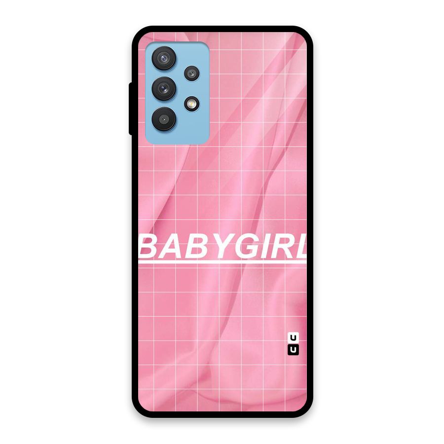Baby Girl Check Glass Back Case for Galaxy M32 5G