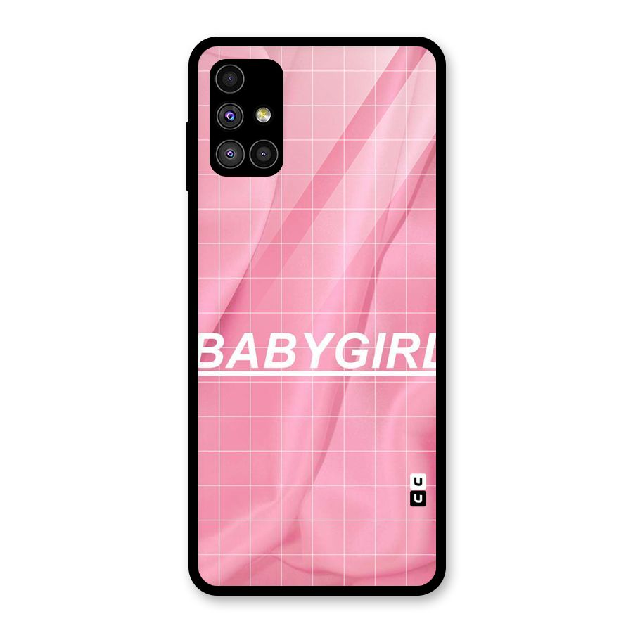 Baby Girl Check Glass Back Case for Galaxy M51