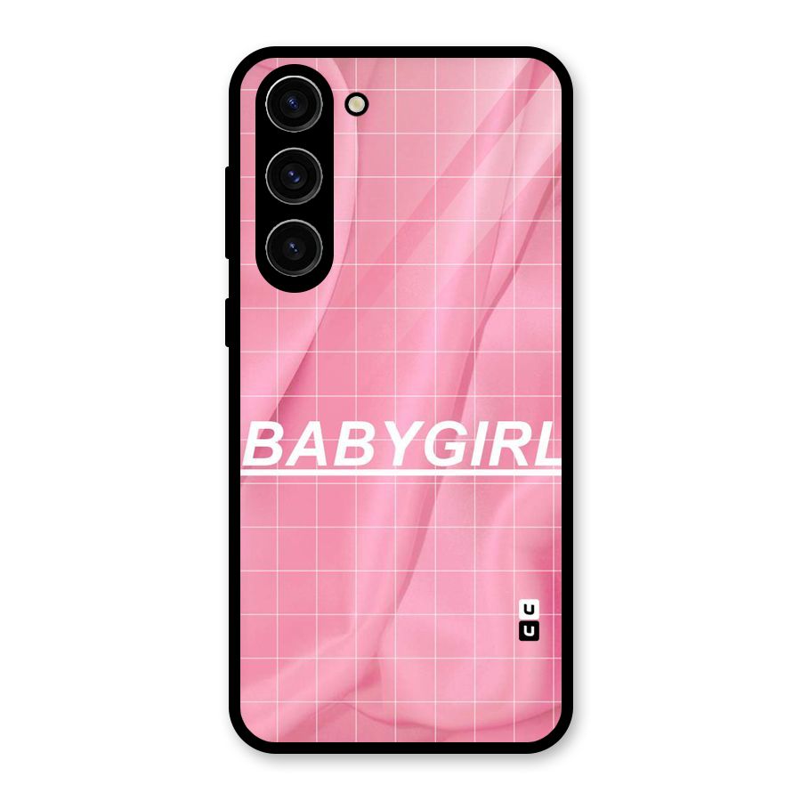 Baby Girl Check Glass Back Case for Galaxy S23 Plus