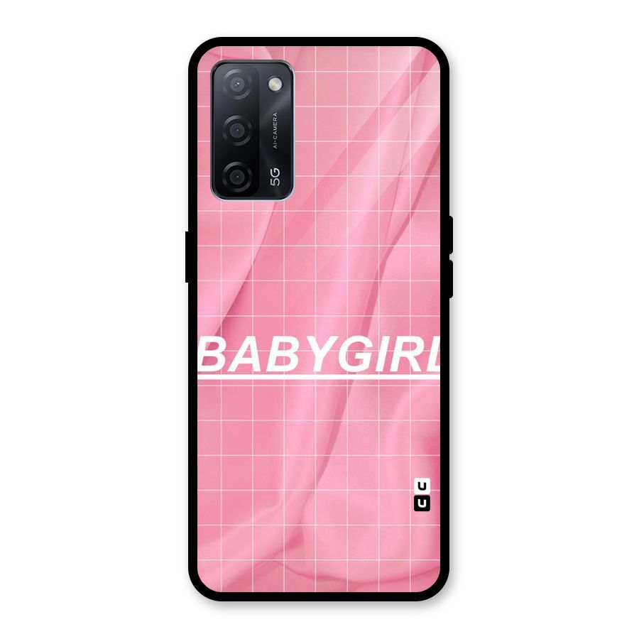 Baby Girl Check Glass Back Case for Oppo A53s 5G