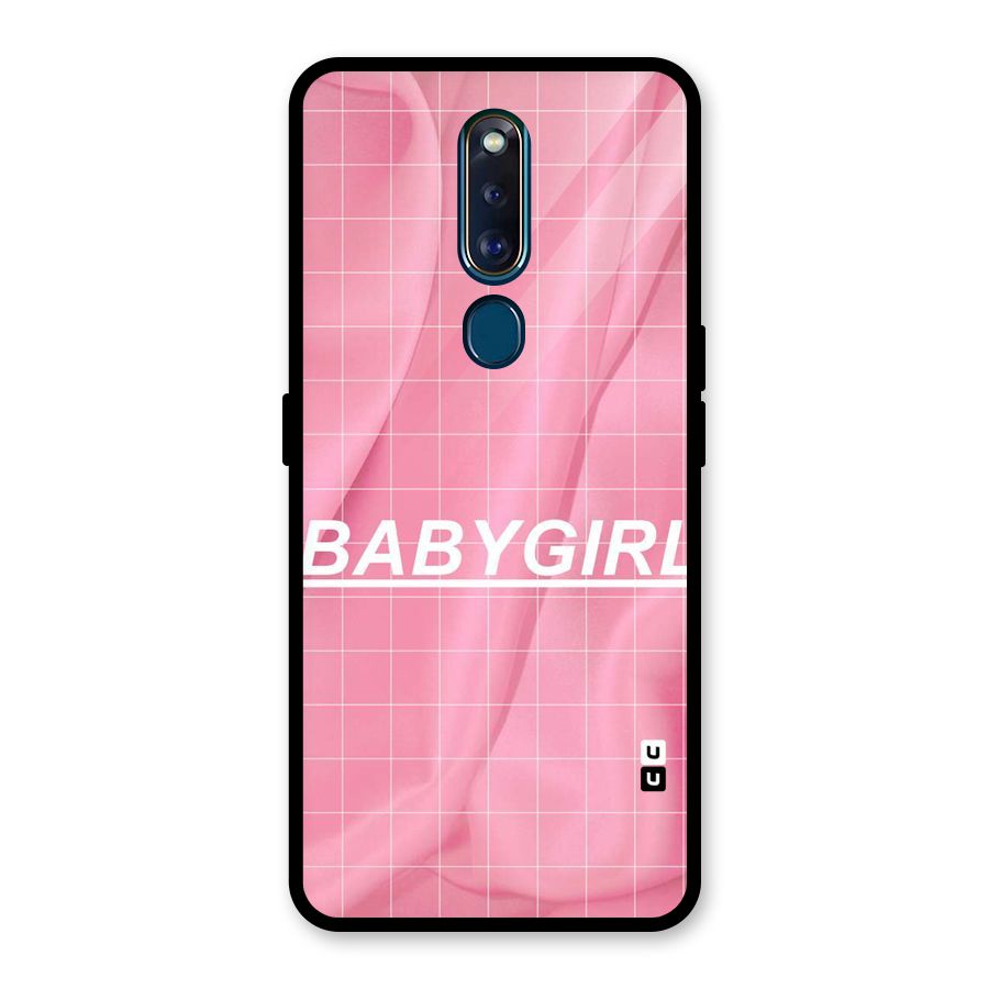 Baby Girl Check Glass Back Case for Oppo F11 Pro