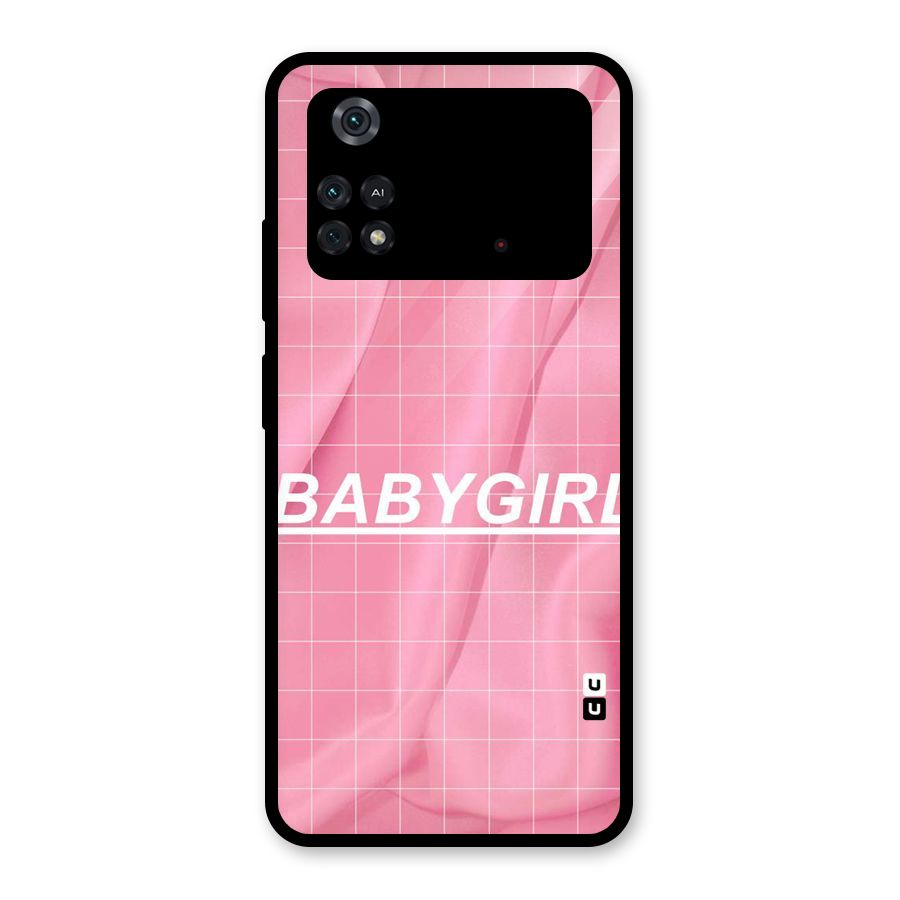 Baby Girl Check Glass Back Case for Poco M4 Pro 4G
